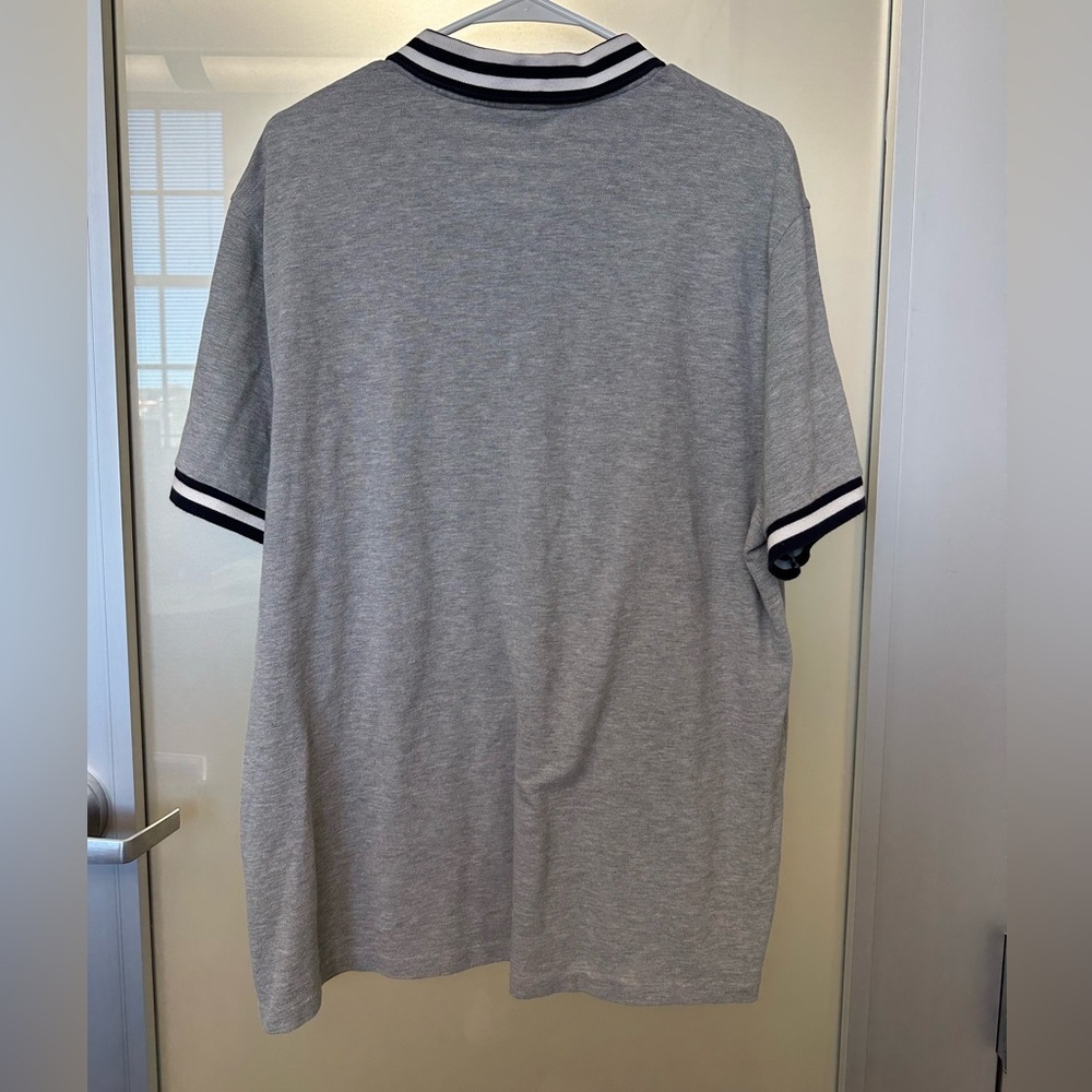 Lacoste Brushed Pique Gray Polo Stripes Collar and Sleeves Size 3XL - Picture 4 of 6